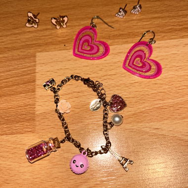 Parure bijoux fantaisie rose