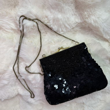 Sac pochette à sequins noir vintage 