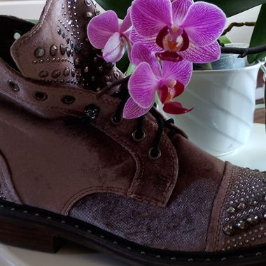 Brown Ankle Boots with Studs, Size 40