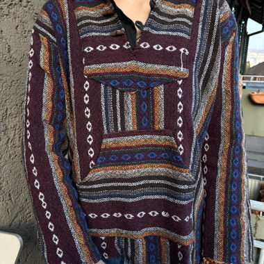 Pullover, Mexican Baja Hoodie, Poncho, Hippie 