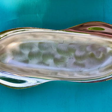 Ovale Mid-Century Metallschale, Edelstahlschale