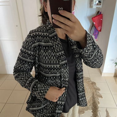 Giacca stile blazer a motivi grigi e neri