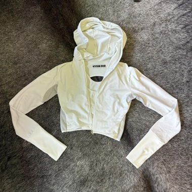 HYEIN SEO white cropped gorp hooded jacket