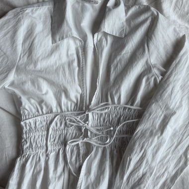 White tie-front blouse