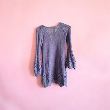Vintage Purple Pullover Dress in Openwork Knit