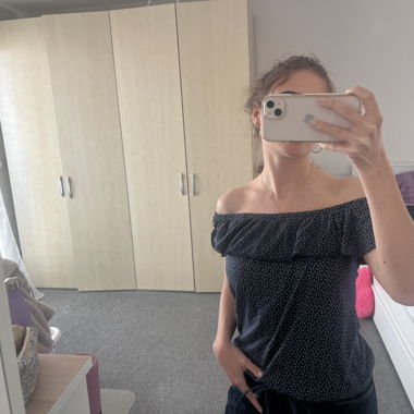 chemise à pois bleu foncé/blanc
