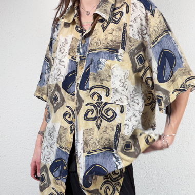 EVERALP vintage silk patterned shirt XL