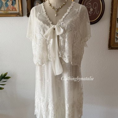 Set Peignoir in Pizzo da Sposa Delicato Taglia XL
