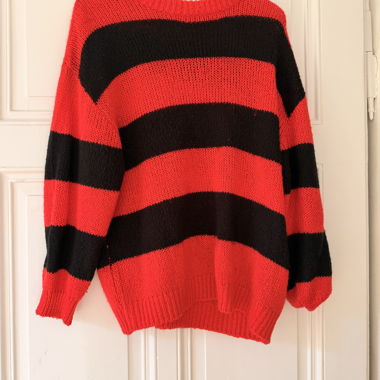 Red-and-black knit sweater