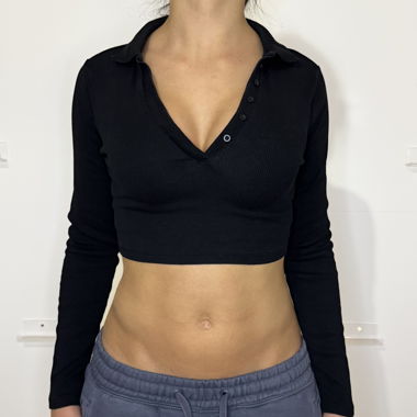 Zara black polo collar crop top