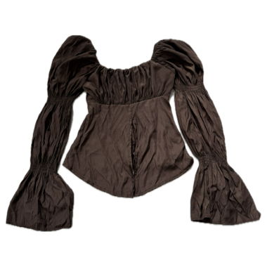Blusa marrone con maniche a palloncino