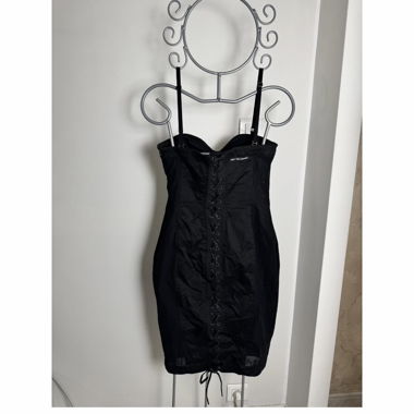 Black lace-up corset dress