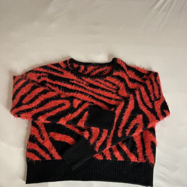 red & black zebra striped sweater 