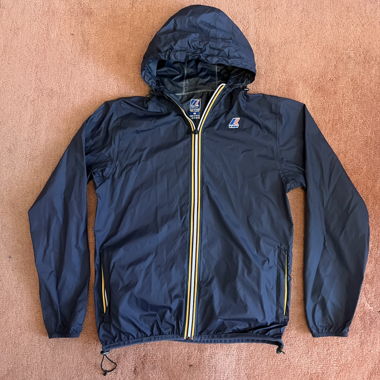 Giacca antivento K-Way con cappuccio blu scuro