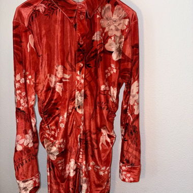 H&M Rotes Satin/Samt Hemd/Minikleid