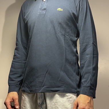 Polo Lacoste maniche lunghe blu scuro