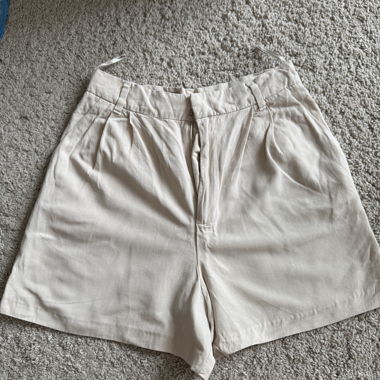 Beige High-Waist Shorts