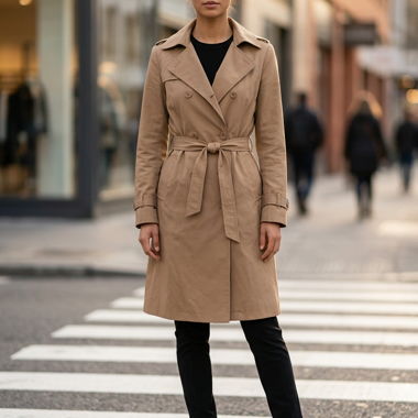 Trench beige ceinturé
