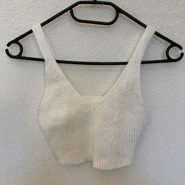 White Ribbed Crop Top