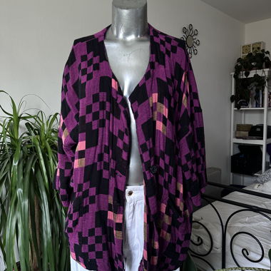 Purple patterned cardigan