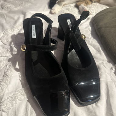 Black strap pumps