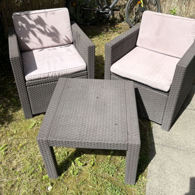 Set da giardino con 2 poltrone & 1 tavolo