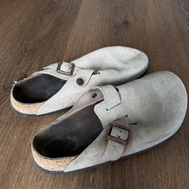 Zoccoli Birkenstock Boston in camoscio