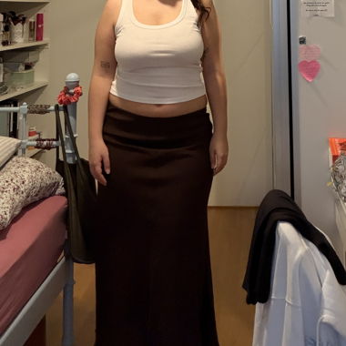 Gonna midi in lino marrone H&M