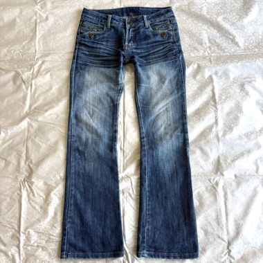 Low Rise studded bootcut denim jeans 
