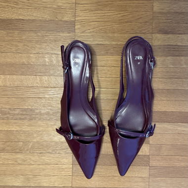 Zara pointed slingback flats-  burgundy