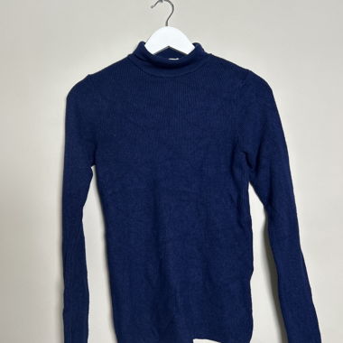 Naked Rollkragenpullover aus Rippstrick Navy