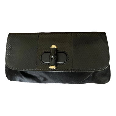 Pochette Gucci nera in raso e pelle