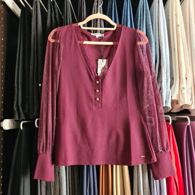 Morgan V-Neck Longsleeve Bordeaux