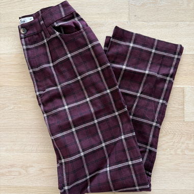 Pantaloni a quadri bordeaux