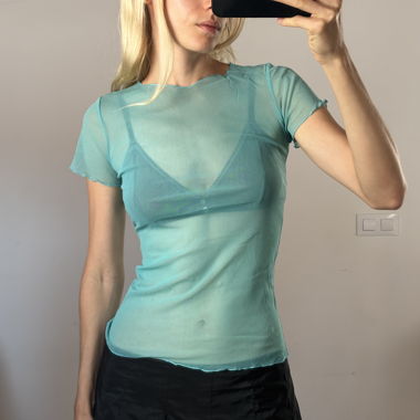 baby blue vintage mesh shirt