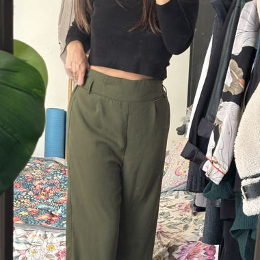 Pantalon fluide vert Kaki 