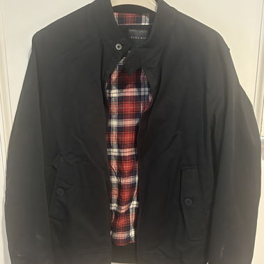 Zara Man black jacket lined with checks