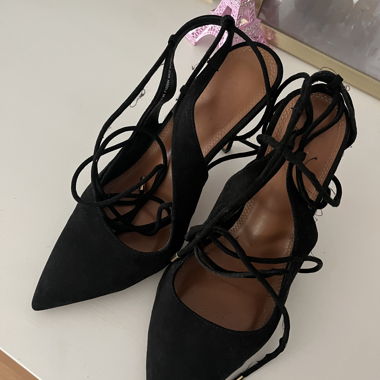 Black Lace-Up Pumps