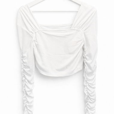 Top corto corsetto bianco a maniche lunghe