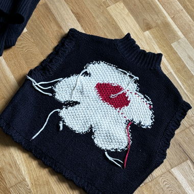 black Cider crochet flower knit top 