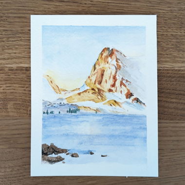 Aquarelle originale – Paysage de montagne