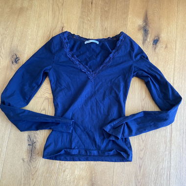 Bershka Navy Lace Top