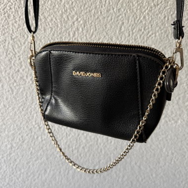 Black David Jones Crossbody Bag with Chain