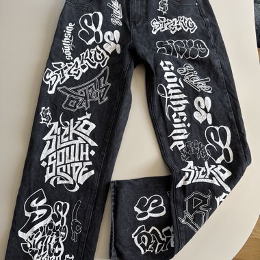 Jeans noirs graphiques