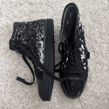 Sneakers alte nere con paillettes