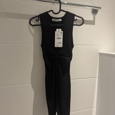 Top lungo lavorato a maglia nero ZARA