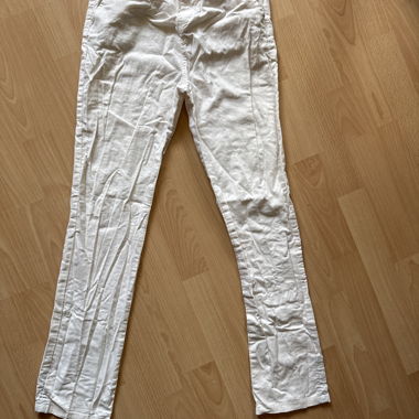 Pantalone casual bianco sporco in lino