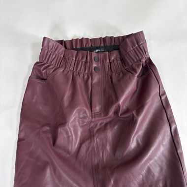 Burgundy Faux Leather Skirt