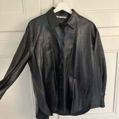 Black faux leather shirt