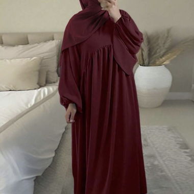 Burgundy Modest Maxi Dress